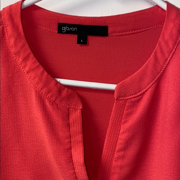 Gibson coral pink blouse large button sleeve - Picture 2 of 5